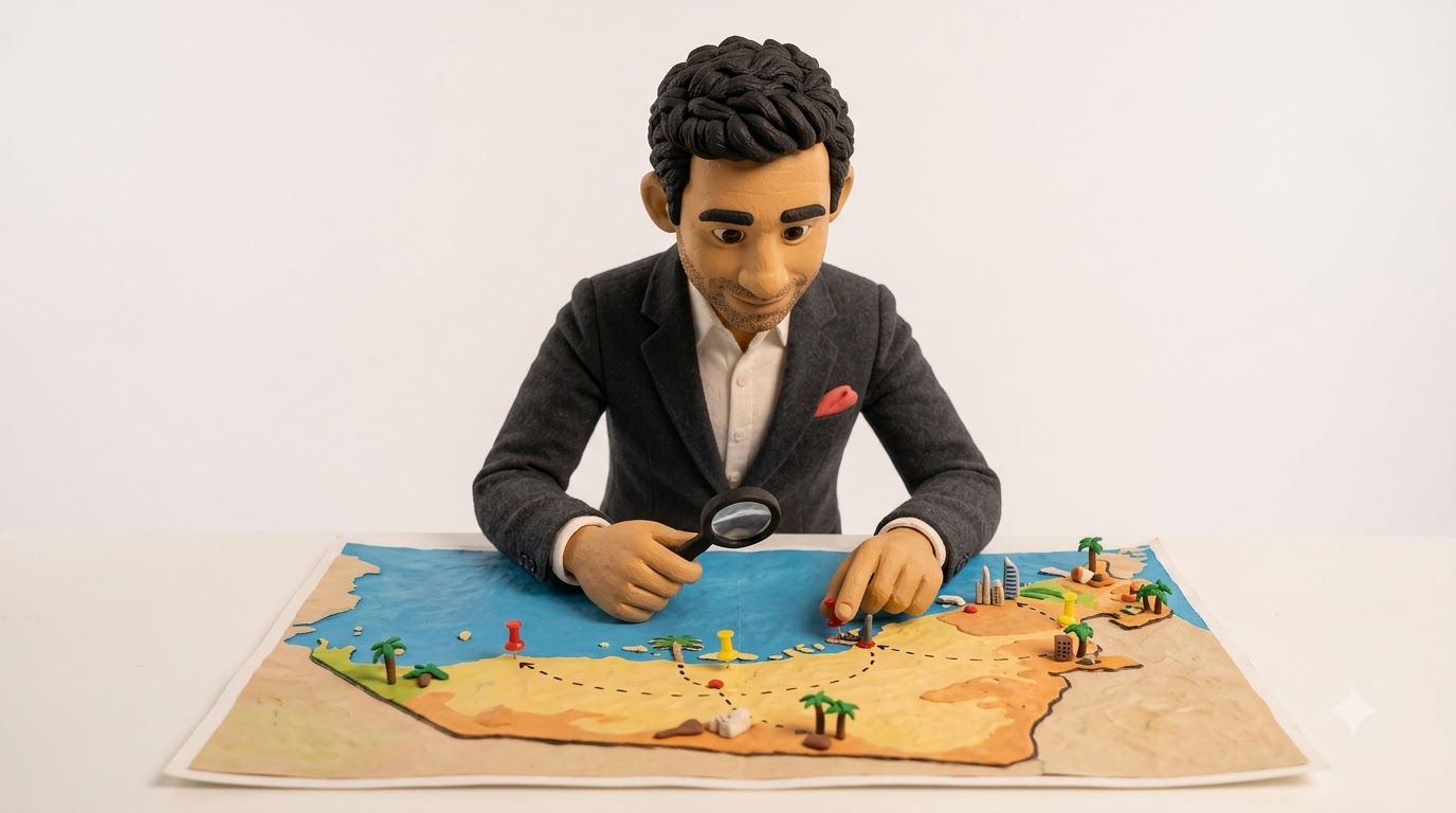 Vik finding business leads on a map of the UAE