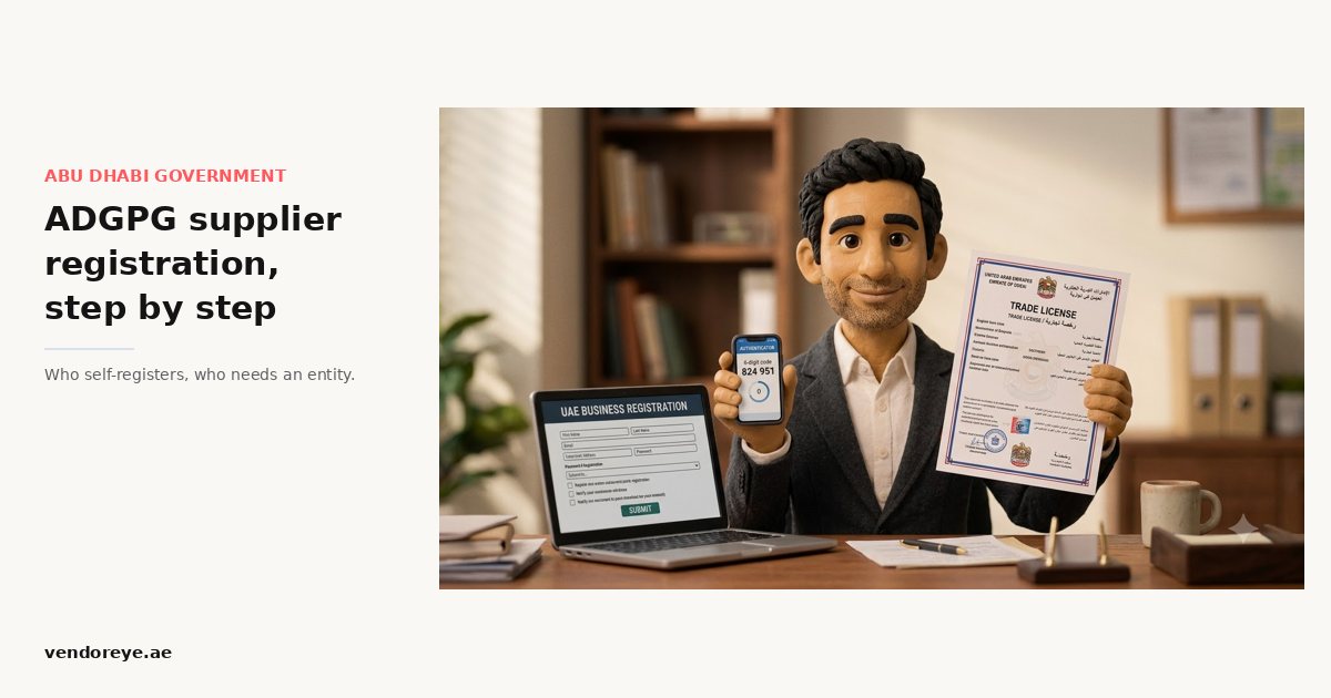 Vik, the Vendoreye agent, holding a trade licence and an authenticator code for ADGPG registration